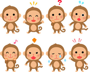 猿のキャラクターのイラストセット