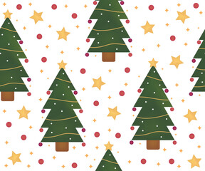 Winter and Christmas Tree Seamless Pattern