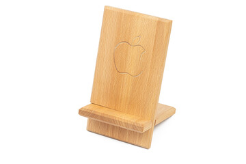 Wooden Phone Holder isolated above white background