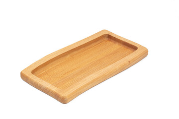 Wooden plate isolated above white background