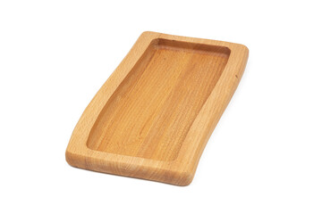 Wooden plate isolated above white background