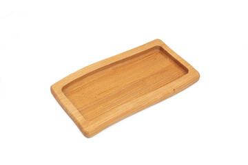 Wooden plate isolated above white background