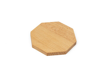 Octagon wooden coasters isolated above white background