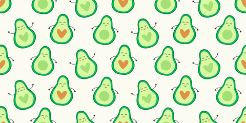 Cute Avocado Seamless Pattern Background