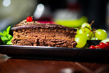 chocolate cake with fruits