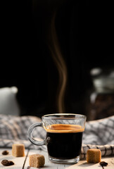 hot espresso in glass