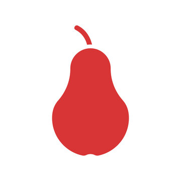 Pear vector icon. Red symbol