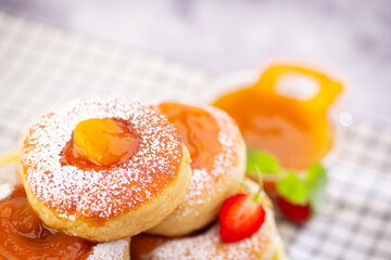 donuts with marmalade and fruits