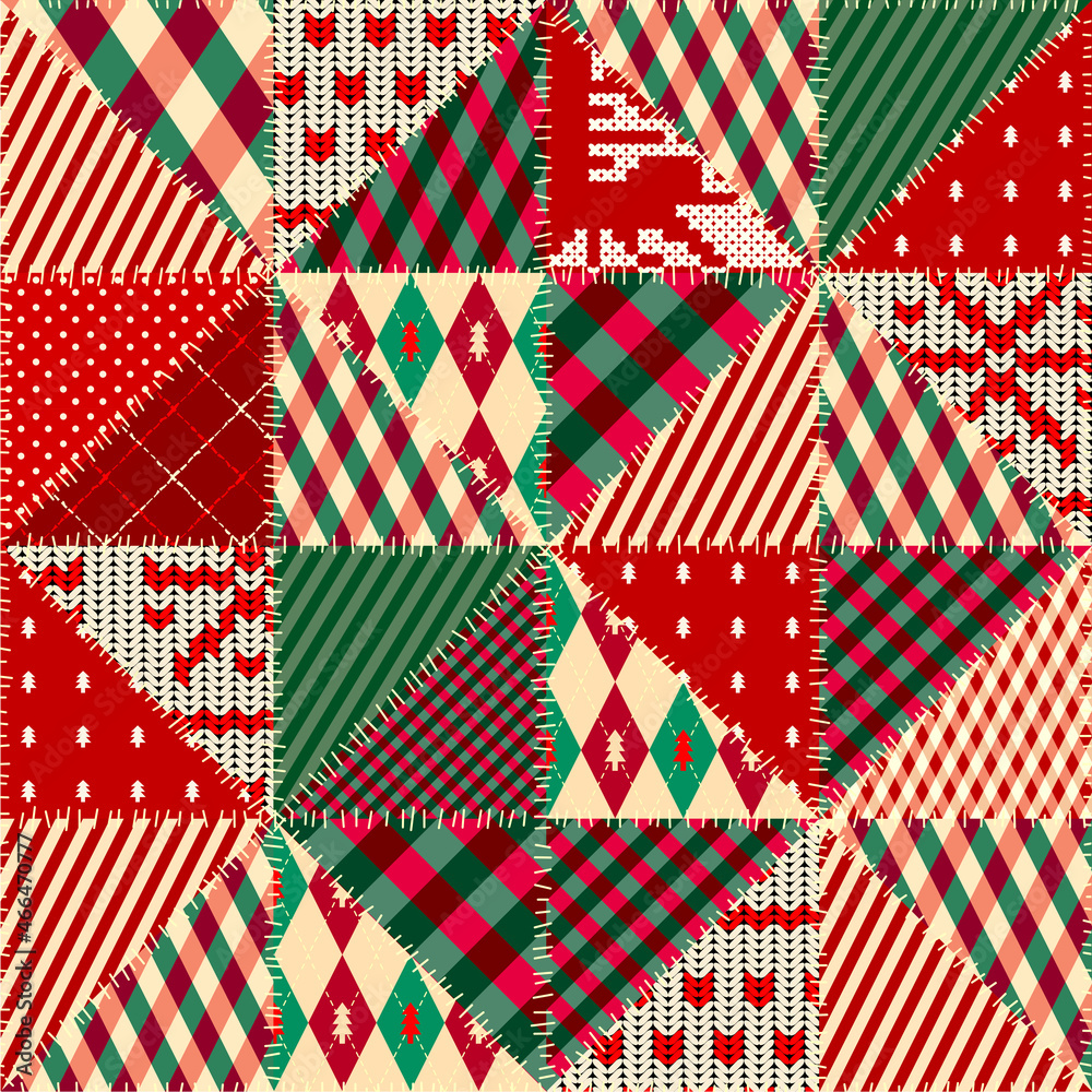 Poster Patchwork textile pattern. Seamless quilting design background.