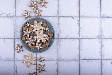 Christmas cookies in shape of snowflake