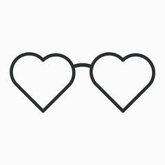 Heart shaped glasses vector icon isolated on white background.