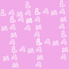 Cute cartoon lama with cactus rainbow vector design on pink