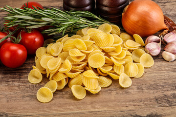 Raw Italian pasta - Orecchiette for cooking