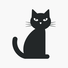Sitting cat vector icon isolated on white background.