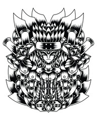 Artwork Illustration Young Man With His Mecha Partner Line Art