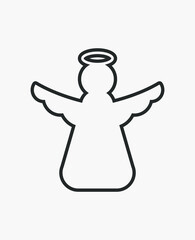 Angel line vector icon isolated on white background.