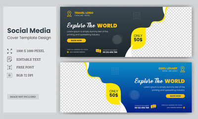 social media cover vector templates fully editable, advertising design, social media banner post, Travel Facebook Cover Design template, website banner, header, Exclusive sale facebook cover template