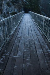 icy pedestrian bridge winter mood