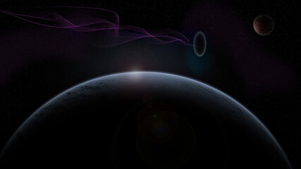 view of planets and star gate time travel