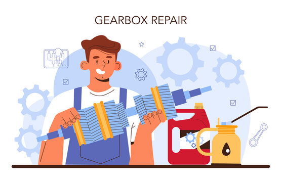 Car repair service. Automobile gearbox got fixed in car workshop