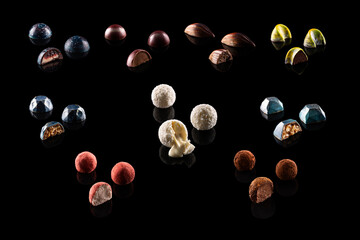 Collection of chocolates with filling.