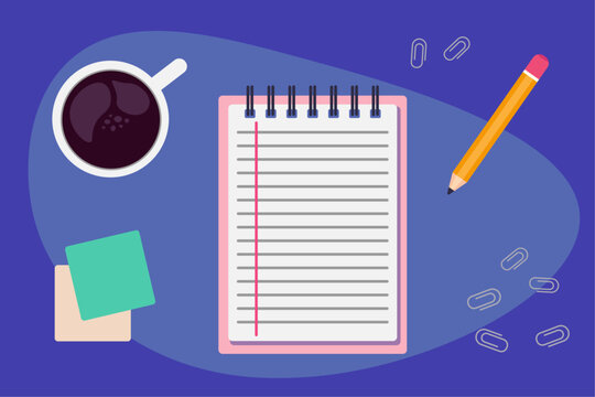 notepad on a desk taking notes vector illustration