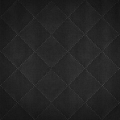 Black gray colored seamless natural cotton linen textile fabric texture pattern, with diamond quilted, rhombic stiching.  stitched background square