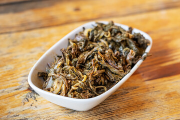 Aveluk pickled herb salad according to the traditional Armenian recipe