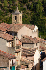 Obraz premium Vista de la iglesia de Santa Catalina, en la población de Olba. Provincia de Teruel. Aragón. España. Europa