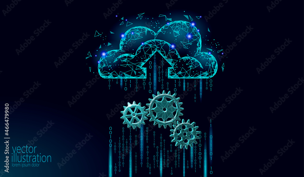 Wall mural cloud computing online storage settings low poly. personal information security options. polygonal f