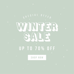 Special offer winter sale banner template. Minimal square banner template for social media post.