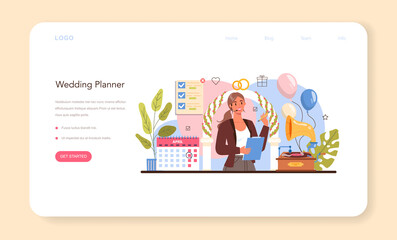 Wedding planner web banner or landing page. Professional organizer