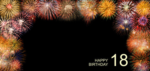 Geburtstagskarte mit Party, Feuerwerk und Champagner - obrazy, fototapety, plakaty