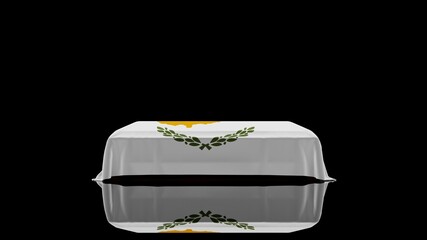 3D rendering of a casket on a Black Background covered with the Country Flag of Cyprus