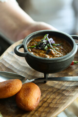Traditional red bean ragout with tomato sauce