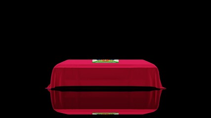 3D rendering of a casket on a Black Background covered with the Country Flag of Haiti