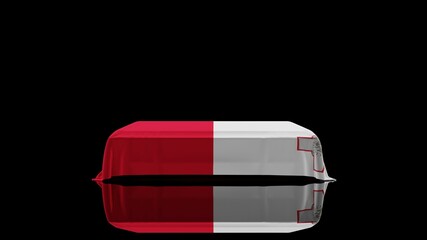 3D rendering of a casket on a Black Background covered with the Country Flag of Malta