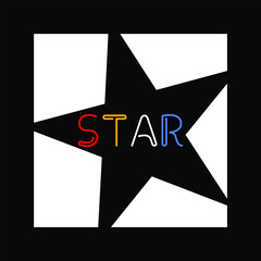 design typography star, t shirt for print