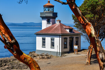 Lime Kiln Lighthouse on Friday Harbor island Washington
