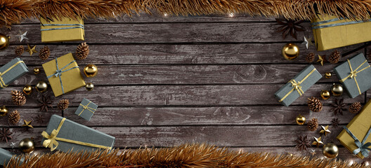 Christmas background with christmas decoration - 3d rendering