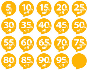 Set of discount tags in yellow color. Vector	
