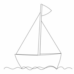 sketch boat line drawing, vector