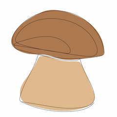 sketch brown mushroom line drawing