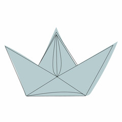 sketch paper boat line drawing, vector