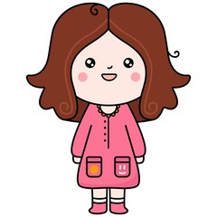 Kawaii little girl with pink dress