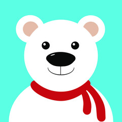 Obraz premium polar bear with blue scarf cute polar bear illustration vector Christmas vector illustration with cute bear.
