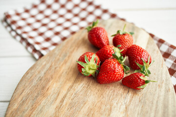 fresh strawberries on wooden board fruit vitamins summer