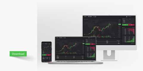 trading app on various platforms on white