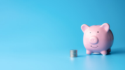 piggy bank for creative financial saving and deposit concept with copy space