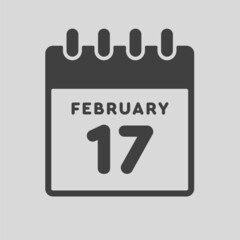 Icon day date 17 February, template calendar page
